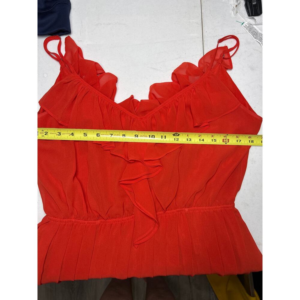 BCBGeneration deep orange, ruffle, V-neck chiffon… - image 7
